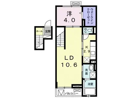 グリシーヌ(1LDK/4階)の間取り写真