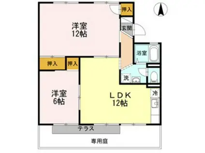 エトワール津島 A棟(2LDK/1階)の間取り写真