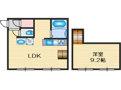 ミドルリバー(1LDK/2階)の間取り写真
