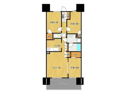 レーベンつくばCORIS(3LDK/7階)の間取り写真