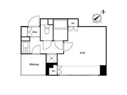 ラング・タワー京橋(1K/8階)の間取り写真