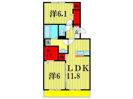 プランドール三郷中央(2LDK/1階)の間取り写真
