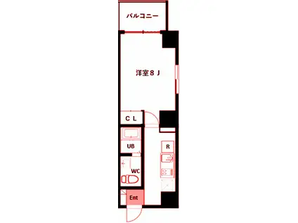 AIR TOWER 横濱伊勢佐木町(1K/2階)の間取り写真