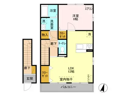 プレアデス(1LDK/2階)の間取り写真