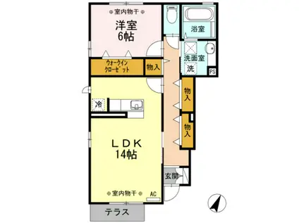 ドエル22A棟・B棟・C棟(1LDK/1階)の間取り写真