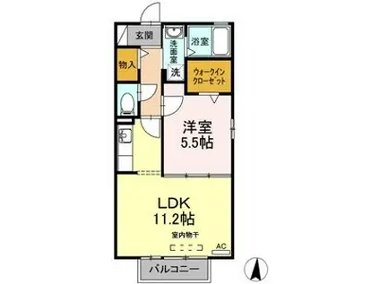 クレール・ヴィラージュII(1LDK/2階)の間取り写真