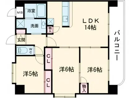 メゾン山城(3LDK/11階)の間取り写真