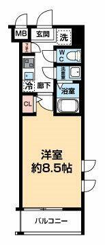 ARTESSIMO GINO(1K/3階)の間取り写真