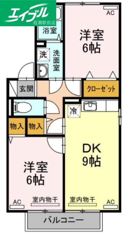 ストークシャトルB棟(2DK/2階)の間取り写真
