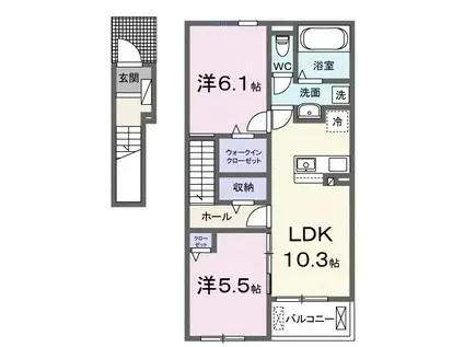 キルシュ 曙 I(2LDK/2階)の間取り写真