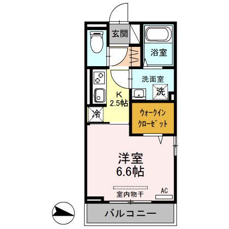 フロントコート(1K/2階)の間取り写真