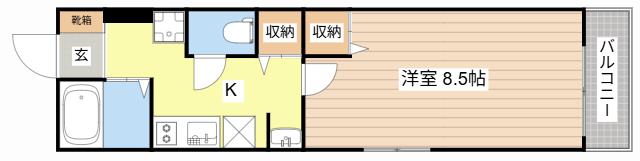 エスポワールII(1K/1階)の間取り写真