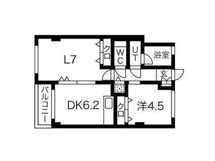 リアルテ霞ヶ丘(1LDK/5階)の間取り写真