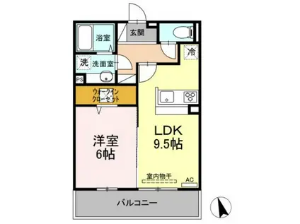 アヴァンティ矢賀(1LDK/2階)の間取り写真