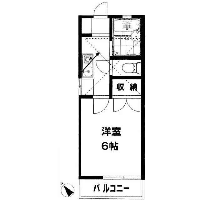 藤沢ドミール21(1K/2階)の間取り写真