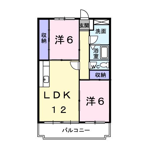 パレスピュアII(2LDK/3階)の間取り写真