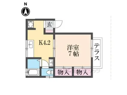 ハイツ武蔵C(1DK/1階)の間取り写真