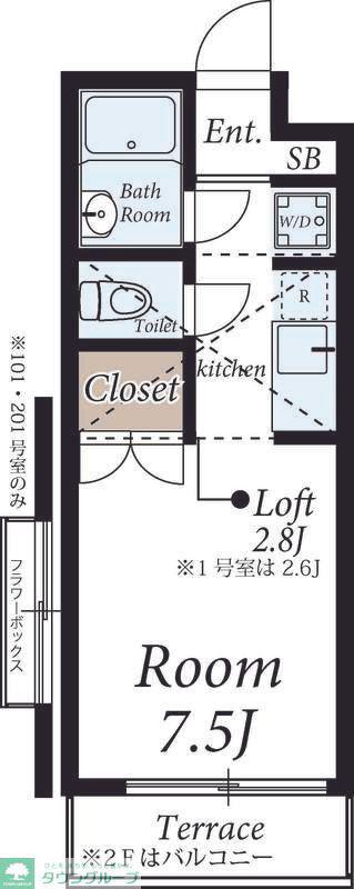 キャスル本郷(ワンルーム/2階)の間取り写真