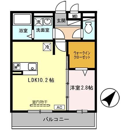 ラベニール(1LDK/2階)の間取り写真