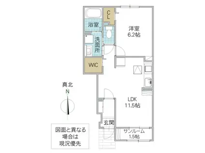 ソラリスB(1LDK/1階)の間取り写真