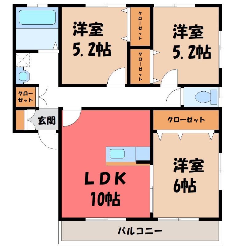 ハニーハウスA(3LDK/1階)の間取り写真