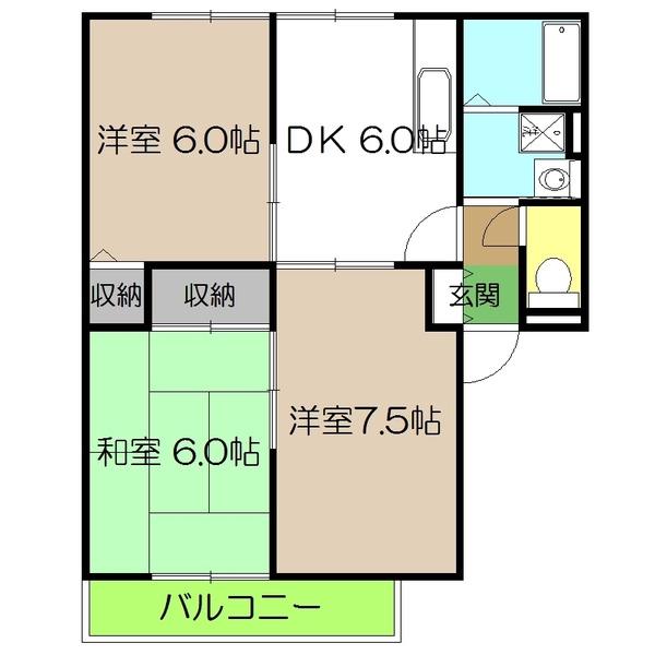 シオン神田I(3DK/1階)の間取り写真