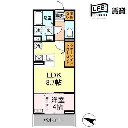 ディアライズ春日町C棟(1LDK/2階)の間取り写真