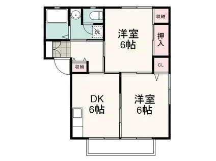 サンクレストB(2DK/2階)の間取り写真