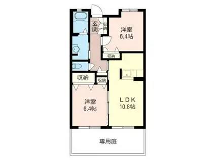 グランベリーコートB(2LDK/1階)の間取り写真