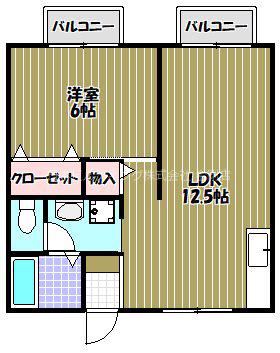 神愛ハイツ(1LDK/1階)の間取り写真