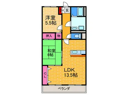 コ―トドールタツミ(2LDK/3階)の間取り写真
