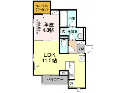 BAMBOO GRASS舟入(1LDK/2階)の間取り写真