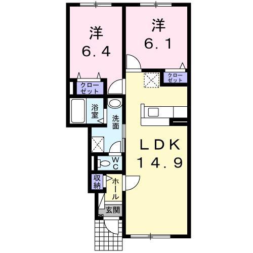 アリ・ビラ(2LDK/1階)の間取り写真