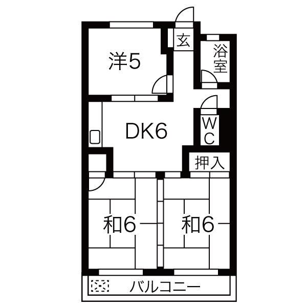マンション高見(3DK/3階)の間取り写真