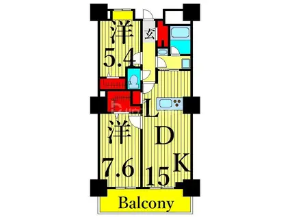 ロイヤルパークスタワー南千住(2LDK/25階)の間取り写真