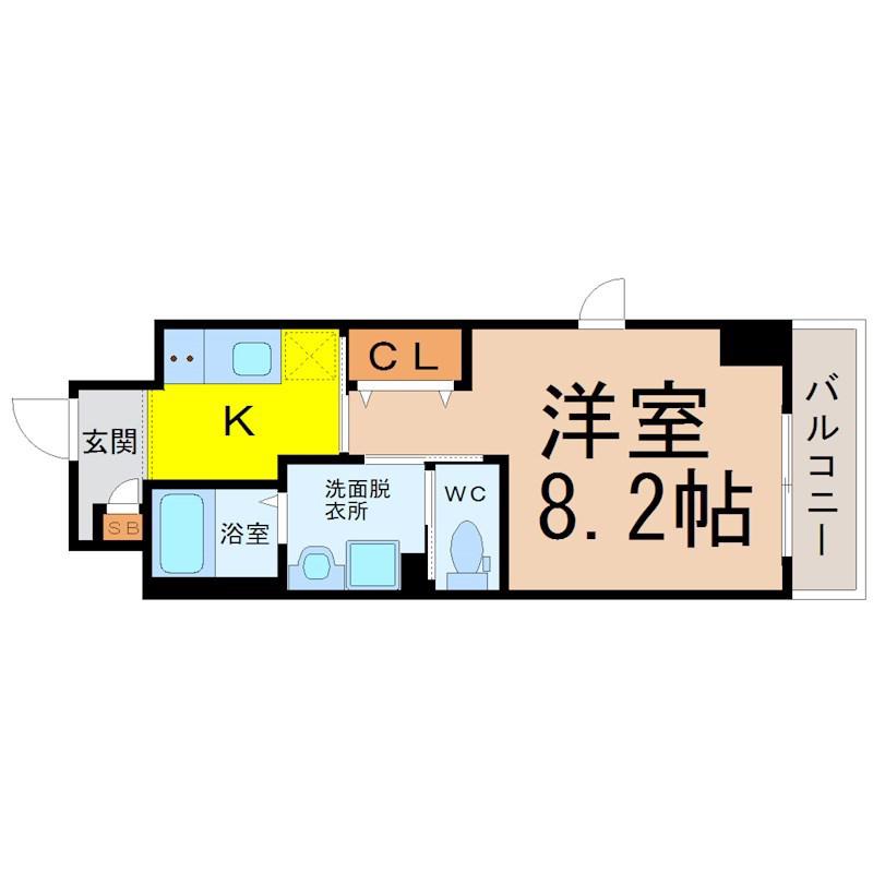 グランシャリオ波寄(1K/5階)の間取り写真