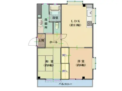 FUKUWA 21(2LDK/4階)の間取り写真