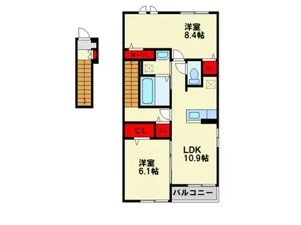 メゾンド・プチ・フルールXIV(2LDK/2階)の間取り写真