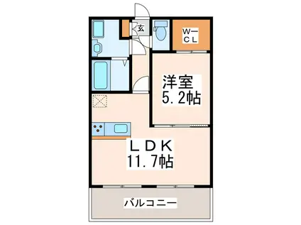 ジャパネスク帯山(1LDK/1階)の間取り写真