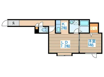 カナンコートII(1LDK/2階)の間取り写真
