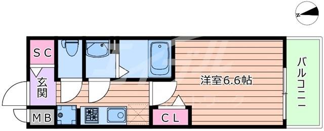 プレサンス大阪都島エレナード(1K/7階)の間取り写真