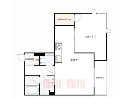 ARVITA塚口(1LDK/2階)の間取り写真