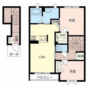 シャーメゾンOCTO(2LDK/2階)の間取り写真