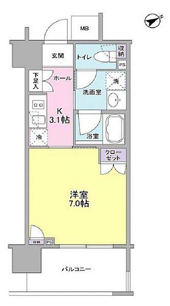 フレアージュ恵比寿(1K/5階)の間取り写真