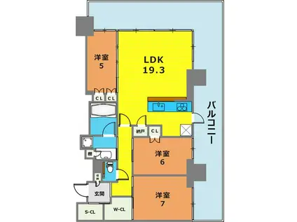 ベイシティタワーズ神戸ウエスト(3LDK/25階)の間取り写真