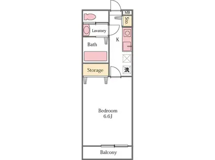 ＪＲ高崎線 桶川駅 徒歩14分 2階建 築9年(1K/1階)の間取り写真