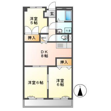 グリーンハイツ多治見(3DK/3階)の間取り写真
