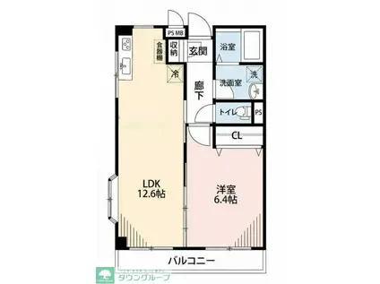 フラワーハイツふじみ野(1LDK/2階)の間取り写真