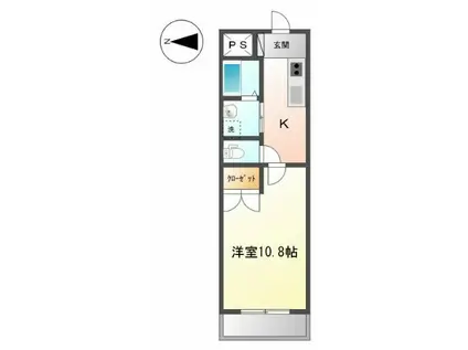 ラ・ルアージュ(1K/2階)の間取り写真