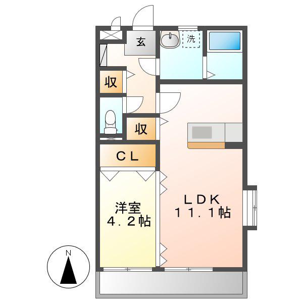 クレールコートI(1LDK/2階)の間取り写真